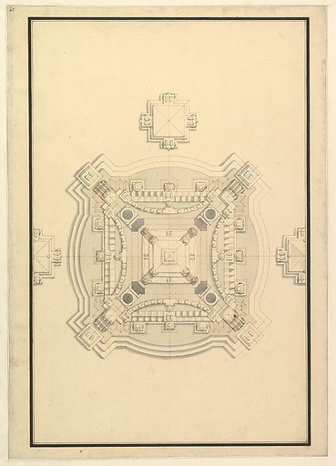 Ground Plan for a Catafalque for the regent of France, Philip, Duke d'Orleans (1674–1723)