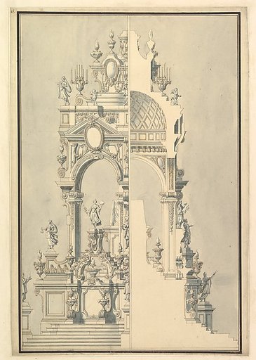 Half Elevation and Half Section of Catafalque for a Duchess of Hanover, probably Sophia (1630–1714)