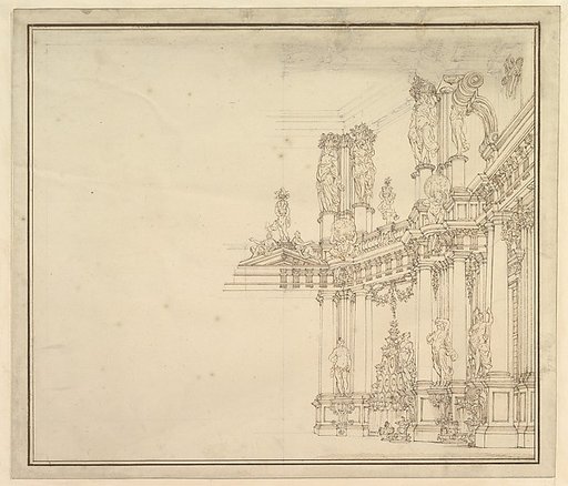 Design for a Stage Set: Palace Hall with Columns and Statues