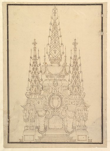 Elevation of a Catafalque, Three Obelisks with Fleur-de-lys and Candles