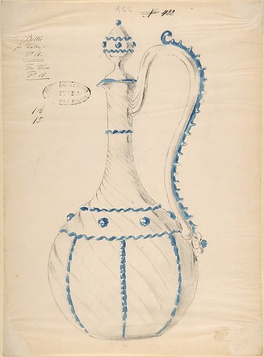One of Twenty-Three Sheets of Drawings of Glassware (Mirrors, Chandeliers, Goblets, etc.)