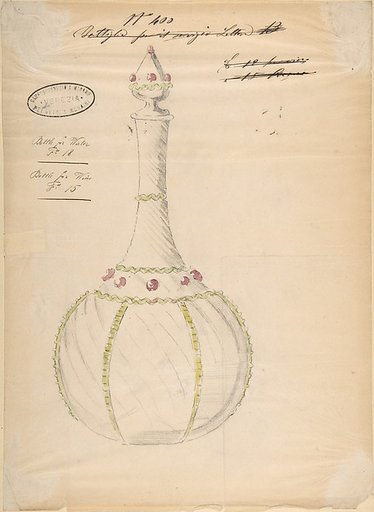 One of Twenty-Three Sheets of Drawings of Glassware (Mirrors, Chandeliers, Goblets, etc.)