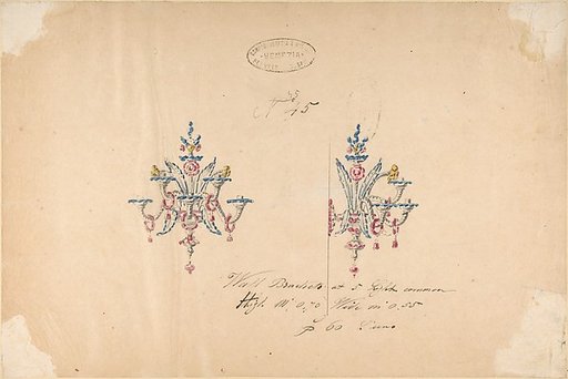 One of Twenty-Three Sheets of Drawings of Glassware (Mirrors, Chandeliers, Goblets, etc.)
