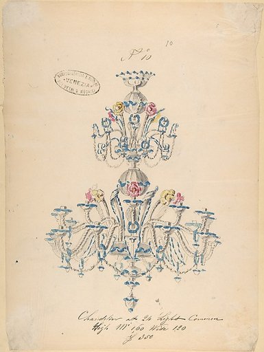 One of Twenty-Three Sheets of Drawings of Glassware (Mirrors, Chandeliers, Goblets, etc.)