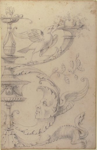 Drawing of a Grotesque after a 16th-century Decorative Relief