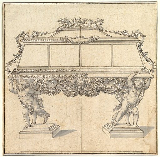 Design for a Sarcophagus Supported by Putti for the Church of S. Maria Maddalena de' Pazzi, Florence