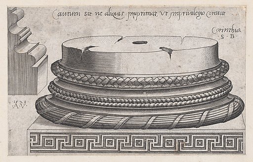 Corinthian base, from "Speculum Romanae Magnificentiae"