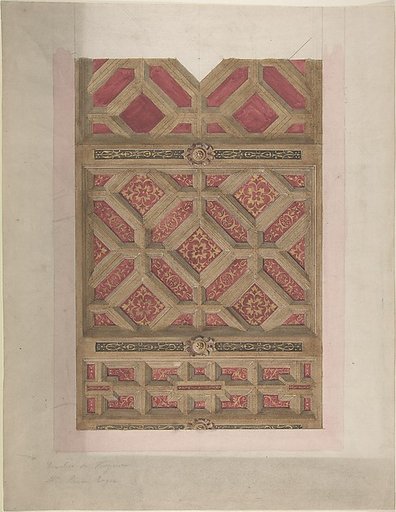 Design for Coffered Ceiling in Red and Gold