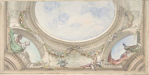 Design for Trompe L'Oeil Ceiling for Dining Room, Hôtel de Trévise