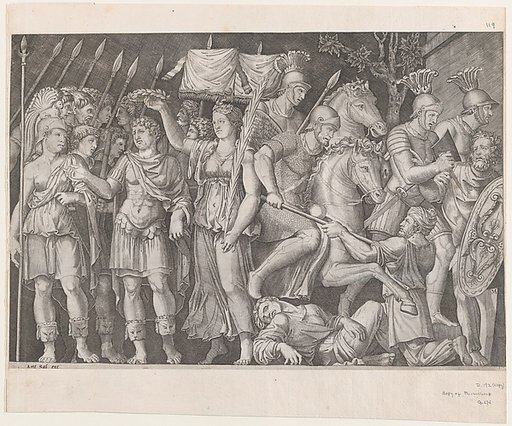 Trajan Between City of Victory and Rome, from "Speculum Romanae Magnificentiae"