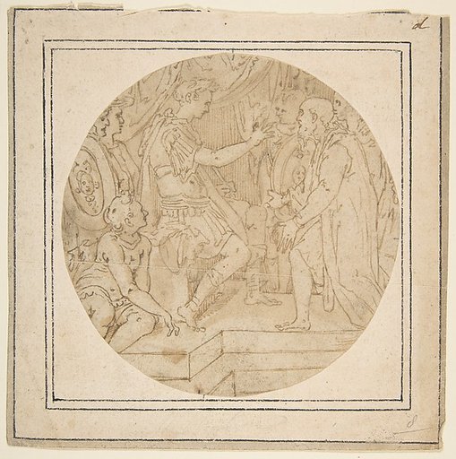Drawing of a Roman Emperor Receiving a Petition