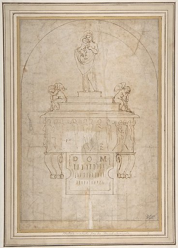 Design for a Wall Tomb or Monument (Recto); Smaller Variant Version with Half Length Madonna & Child on Crescent Moon (Verso)