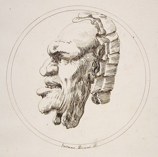 Human Mask Looking to the Left within a Circle