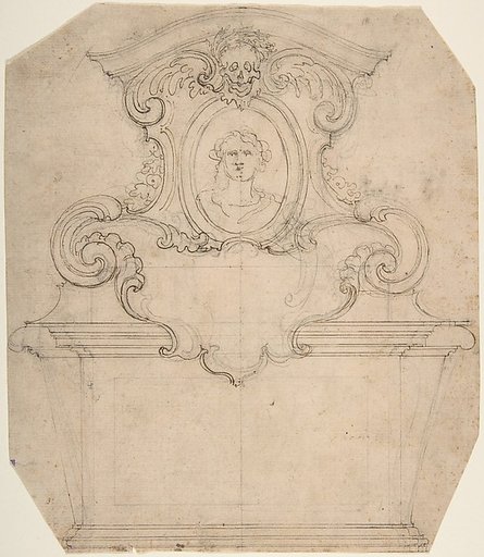 Design for a Tomb of Epitaph (recto); An Unfinished Variation of a Tomb or Epitaph (verso)