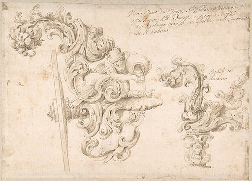 Design for the Rear of a Coach with a Girl Pouring Water into a Shell