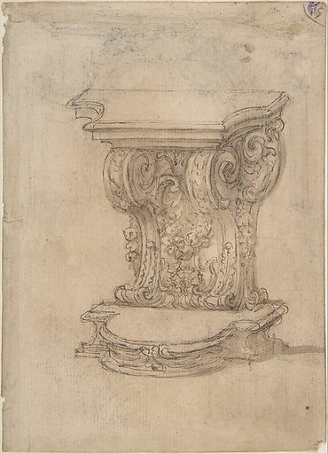 Design for a Lectern (recto); Design for a Cartouche (verso)
.