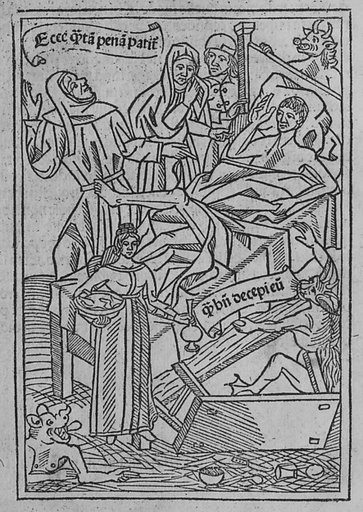 Ars moriendi 'Cum da praesentis exilii miseria mortis transitus' (Arte del ben morire)
