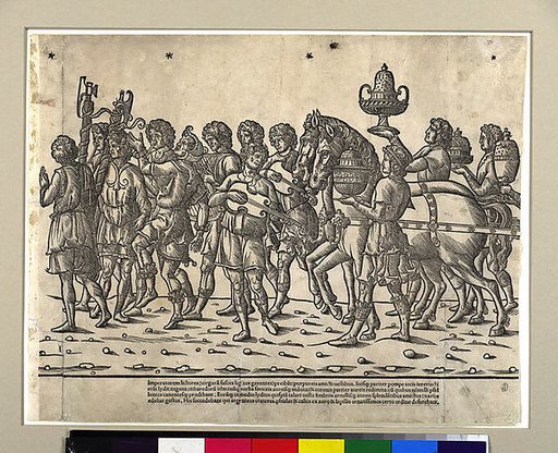 Soldiers, musicians and horses, from "The Triumph of Caesar"