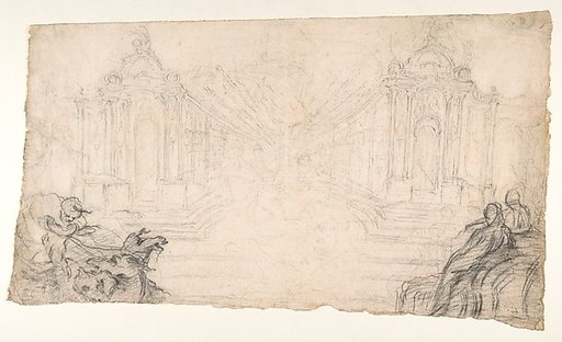 Design for a Festival Display of Fireworks (recto); Small Figures by a different hand (verso)