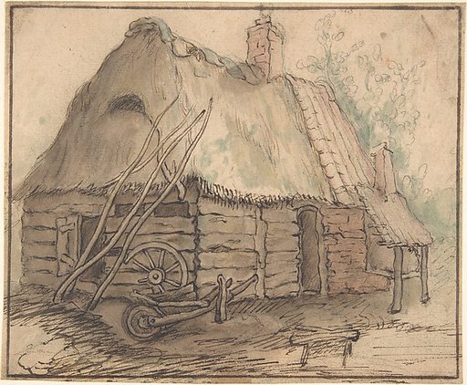 A Farm Building (recto); Head of a Woman and Slight Sketch of Woman Holding a Child (verso)