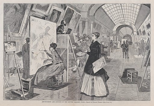 Art-Students and Copyists in the Louvre Gallery, Paris (from "Harper's Weekly," Vol. XII)