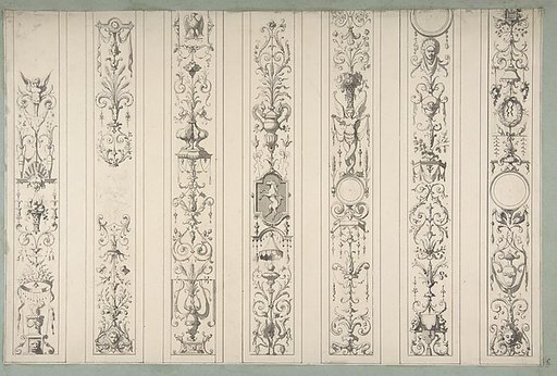 Design for Seven Vertical Panels of Arabesque Decoration, Farnsborough, England