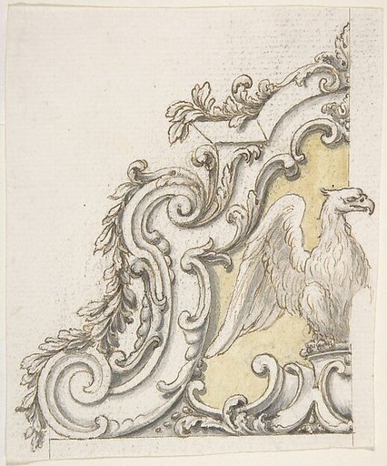 Design for a Sculptural Ornament With an Eagle, Volutes and Leaves