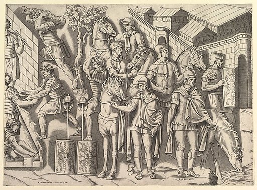 Roman Horsemen, from Trajan's Column, from "Speculum Romanae Magnificentiae"
