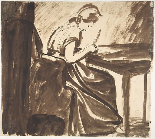 Lady Seated at a Table (recto); Dancing Figures (verso)
