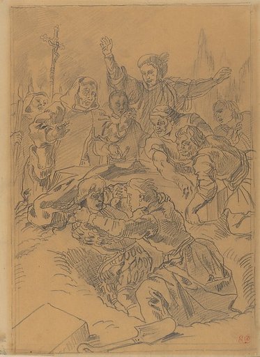 Hamlet and Laertes at the Tomb of Ophelia