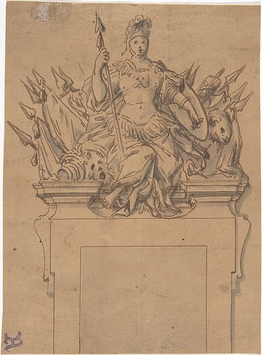 Design for an Overdoor or Chimney Piece with an Armorial Trophy and the Figure of Minerva