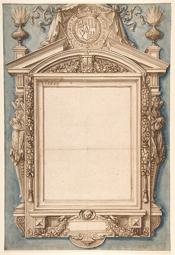 Design for the Frame of a Funerary Plaque with the Coat of Arms of Roger II de Saint Lary, Duc de Bellegarde