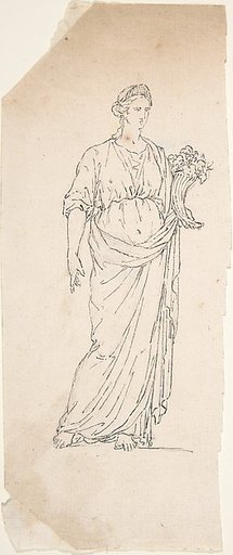 Drawing of Female Statue with Cornucopia