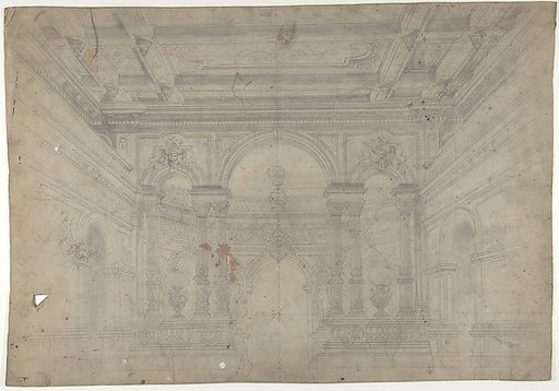 Design for a Stage Set at the Opéra, Paris: Interior with Coiffered Ceiling