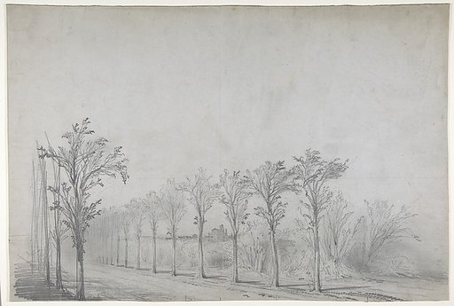 Design for a Stage Set at the Opéra, Paris: Tree-Lined Road