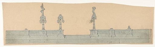 Design for a Stage Set at the Opéra, Paris: Balustrade wtih Lamp Posts