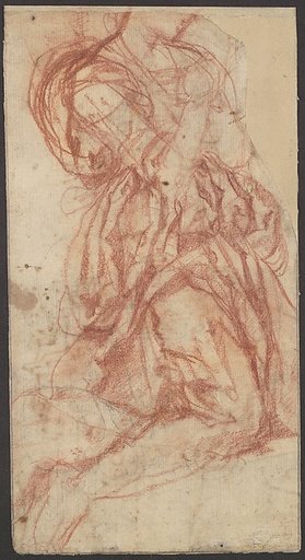 Study of a Kneeling Figure (recto); Design for a Festival Chariot (verso)