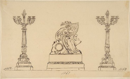 Design for a Set of Candlesticks and a Clock