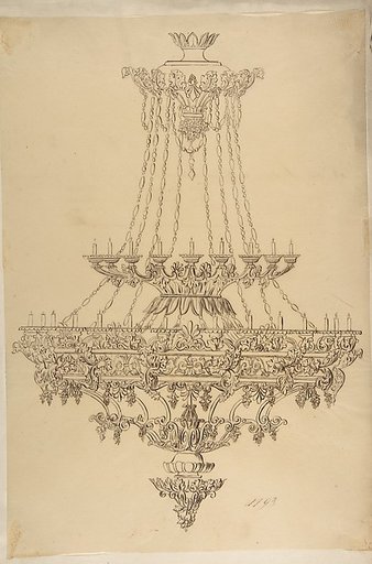 Design for a Chandelier with Acanthus Leaf, Grape, and Palmette Motifs