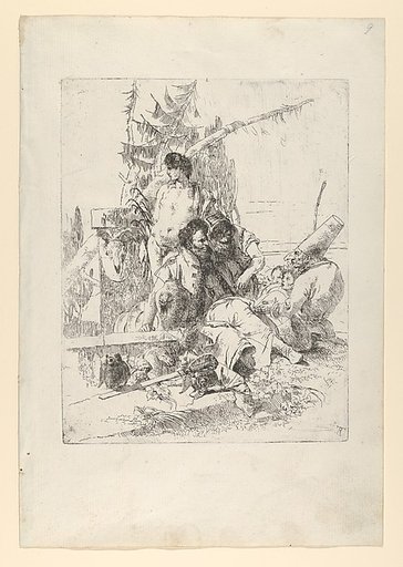 Two Figures Attentive to Punchinello, with Others, from the Scherzi