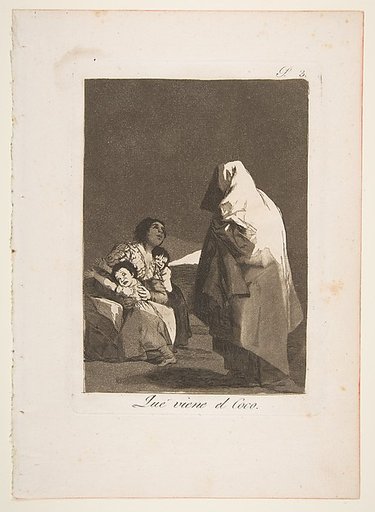Plate 3 from "Los Caprichos": Here comes the bogey-man (Que viene el Coco)