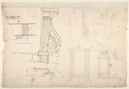 Palazzo Massimo alle Colonne, fireplace, details; Unknown, cornice, profile (recto) Palazzo Massimo alle Colonne, door and window, details (verso)