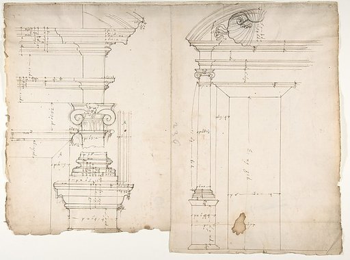 Palazzo dei Conservatori, window, elevation; window, details, elevation (recto) blank (verso)