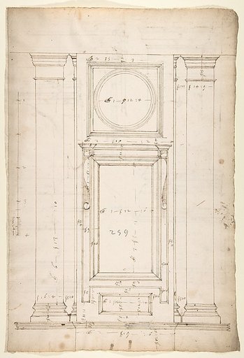 San Lorenzo, Library, Ricetto, window, elevation (recto) San Lorenzo, Library, Ricetto, column, elevation; details, elevation (verso)