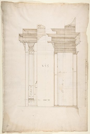 San Lorenzo, Library, portal, section (recto) San Lorenzo, Library, Ricetto, portal, elevation (verso)
