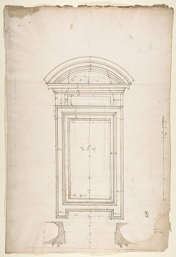 San Lorenzo, New Sacristy, window, plan; elevation (recto) San Lorenzo, New Sacristy, window, plan; elevation (verso)
