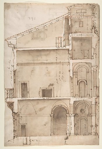 Palazzo Salviati in Rome, section (recto); Palazzo Salviati in Rome, details (verso)