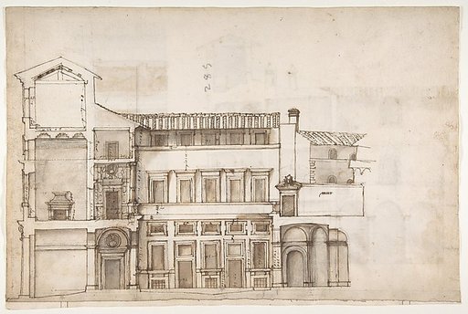 Palazzo Pirro in Rome, section (recto) Palazzo Pirro in Rome, sections; profiles (verso)