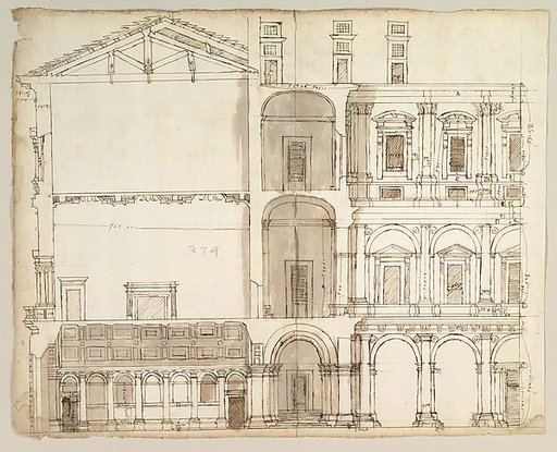 Palazzo Farnese, section (recto) blank (verso)