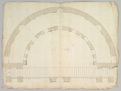Cortile del Belvedere, Upper Courtyard, stair, plan (recto) blank (verso)